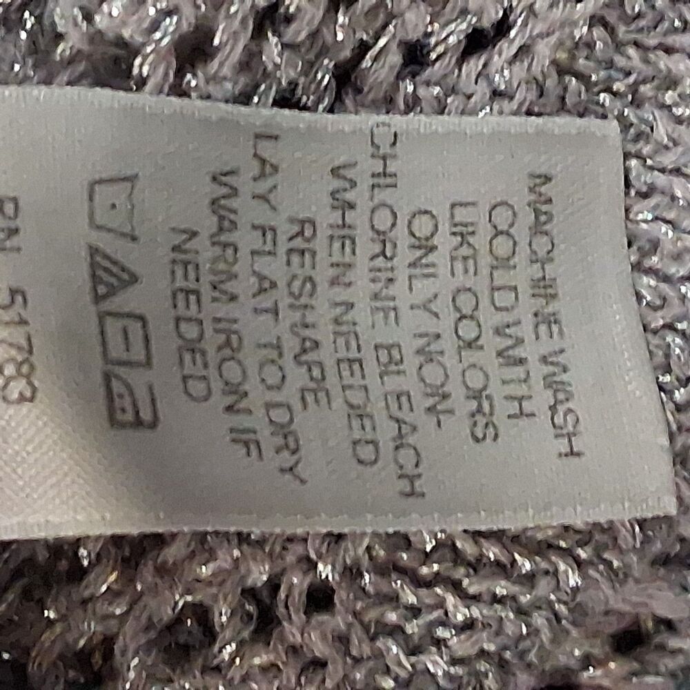 Studio Y Sweater Button Down Cardigan Gray w-Metallic Threads Classy Glam Sz M - Picture 4 of 8